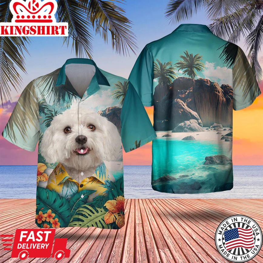 Maltese Tropical Trendy Hawaiian Shirt for Dog Lovers: Summer Vibes