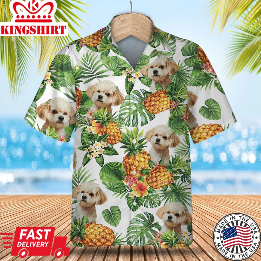 Maltipoo Tropical Pattern Trendy Hawaiian Shirt, Dog Lover Trendy Hawaiian Shirt, Summer Gift For Men And Women