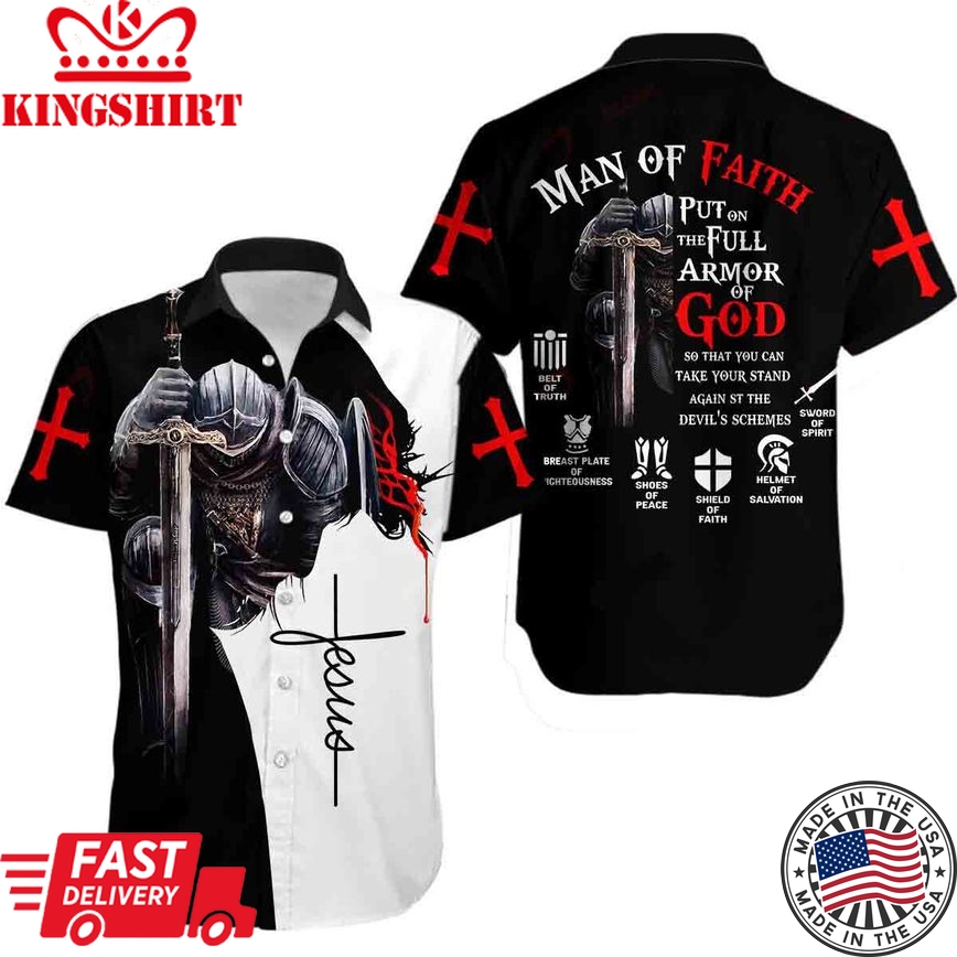 Man Of Faith Templar Knight Christian God Jesus Hawaiian Shirt