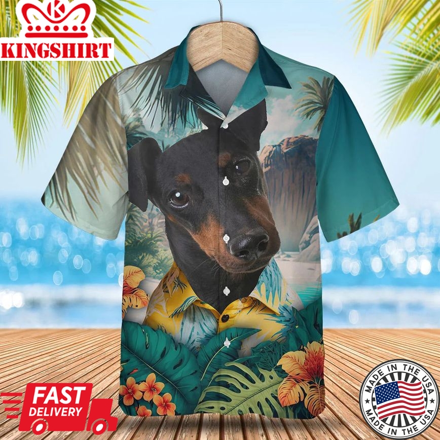 Manchester Terrier Paradise Breeze - Experience Paradise with this Tropical Trendy Hawaiian Shirt