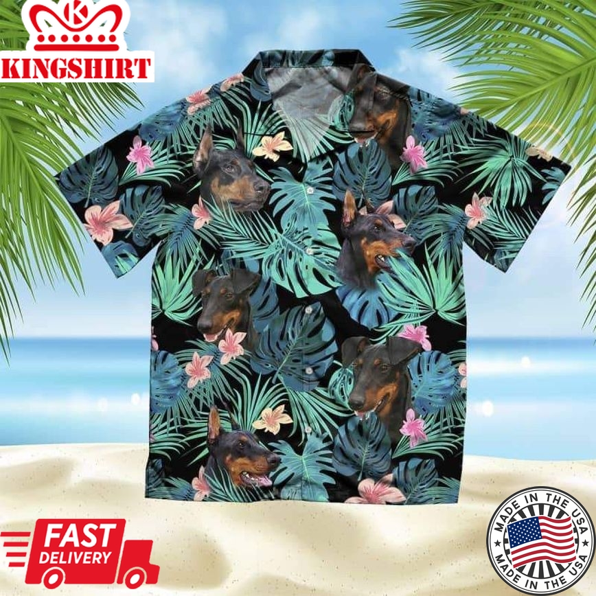 Manchester Terrier Trendy Hawaiian Shirt, Dog Summer Leaves Trendy Hawaiian Shirt, Unisex Print Aloha Short Sleeve Casual Shirt Summer Gifts