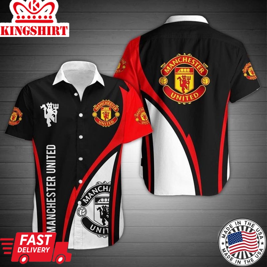 Manchester United Red Black Trendy Hawaiian Shirt V6 Aloha Shirt