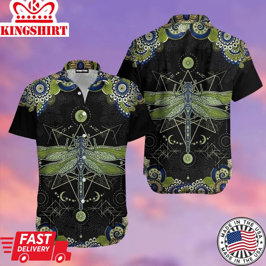 Mandala Dragonfly Trendy Hawaiian Shirt For