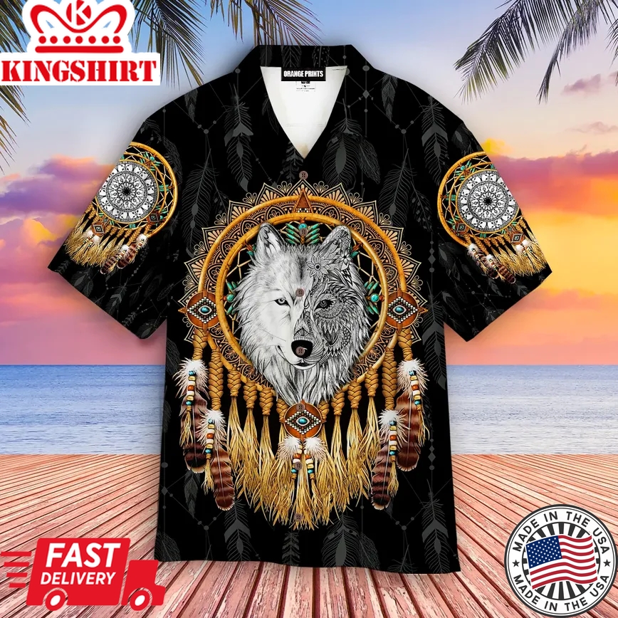 Mandala Dreamcatcher Native Wolf Trendy Hawaiian Shirt