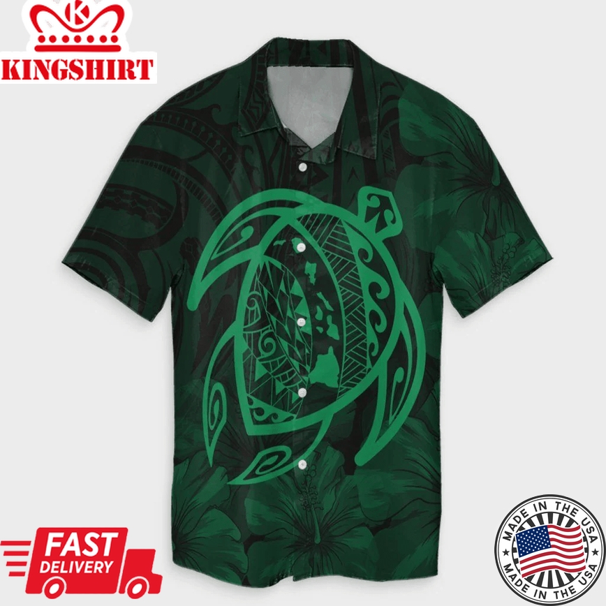 Map Turtle Green Trendy Hawaiian Shirt