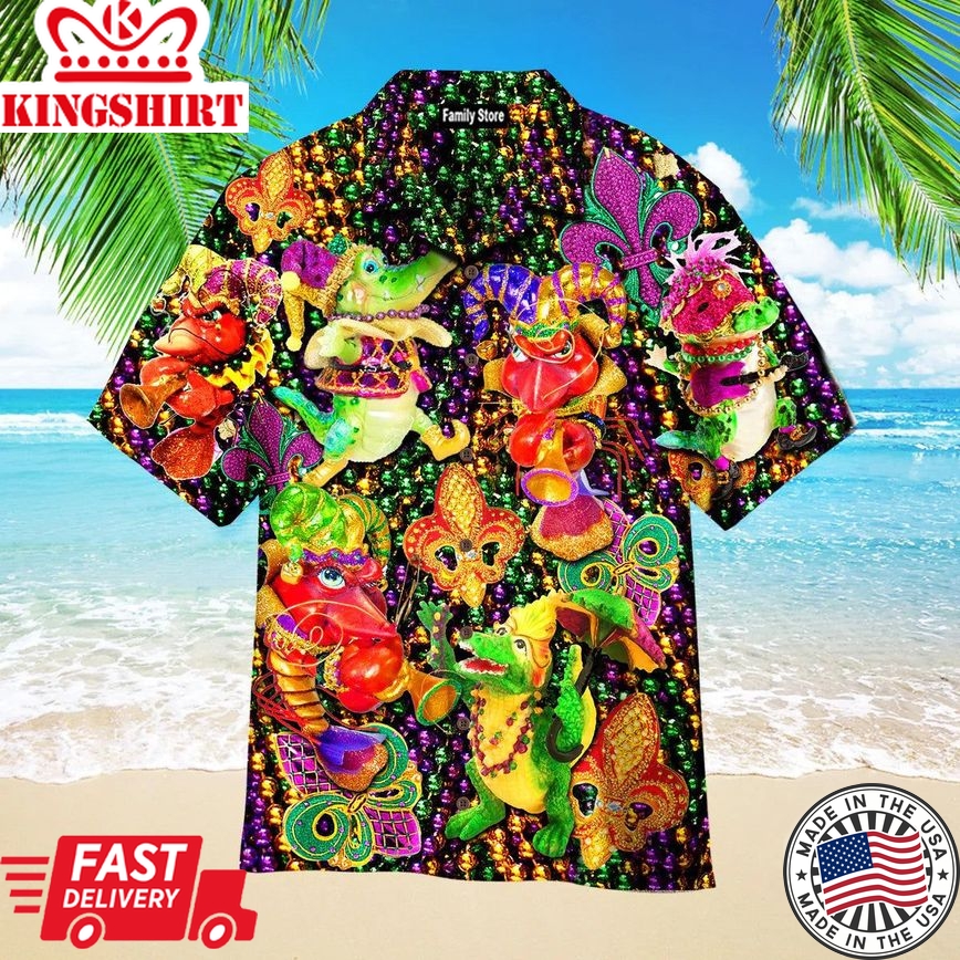 Mardi Gras Alligator Hawaiian Shirts