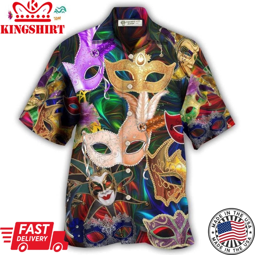 Mardi Gras Feather Party Hawaiian Shirt