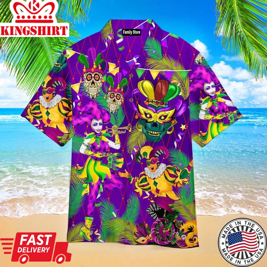 Mardi Gras Jester Clowns Aloha Hawaiian Shirts