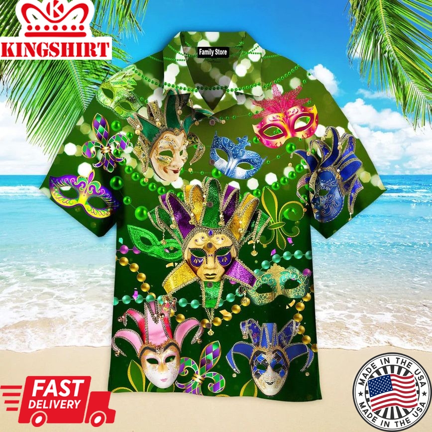 Mardi Gras Masks Carnival Aloha Hawaiian Shirts