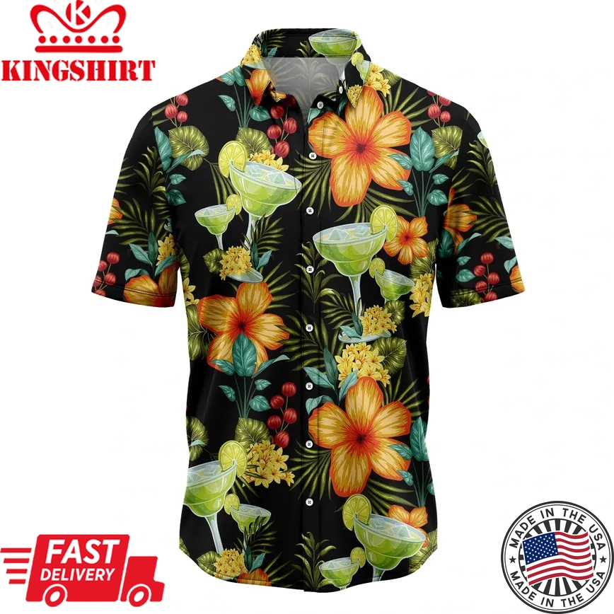 Margarita Colorful Floral Trendy Hawaiian Shirt, Summer Gift, Trendy Hawaiian Shirts For Men, Aloha Beach Shirt