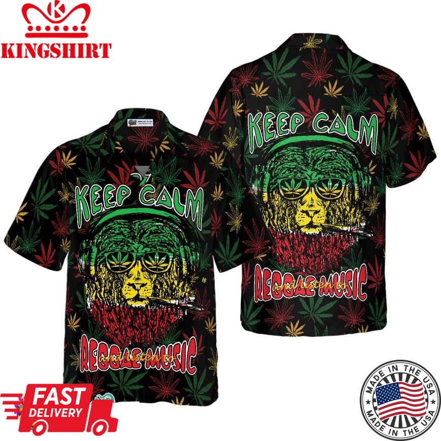 Marijuana Lion With Dreadlocks And Chillum Hawaiian Shirt