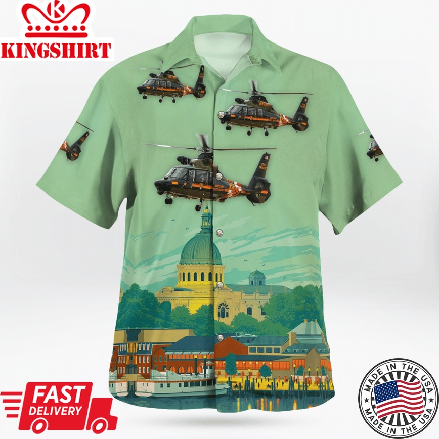 Maryland State Police Aerospatiale Sa-365N-1 Dauphin 2 Hawaiian Shirt