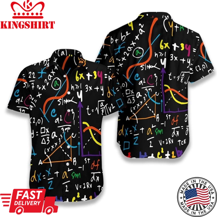 Math Hawaii Shirt Math Number Colorful Black Aloha Shirt Math Shirt