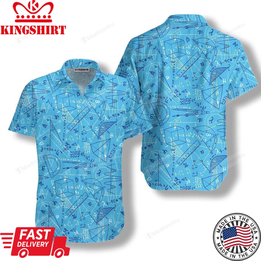 Math Hawaii Shirt Mathematic Geometry Blue Aloha Shirt Math Shirt