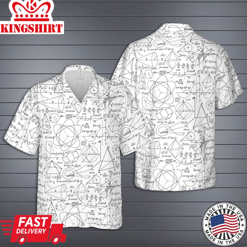 Math Hawaii Shirt Mathematic Geometry White Aloha Shirt Math Shirt