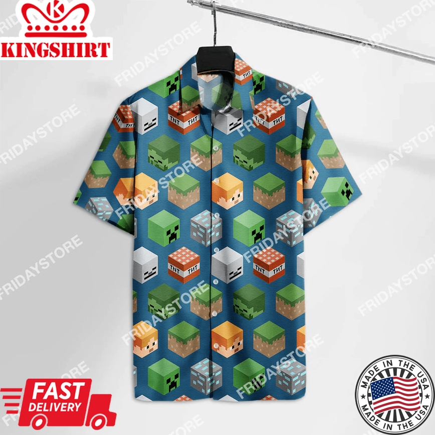 Mcraft Trendy Hawaiian Shirt Mcraft Games Isometric Hawaii Tshirt Cute Mcraft Aloha Shirt 2022