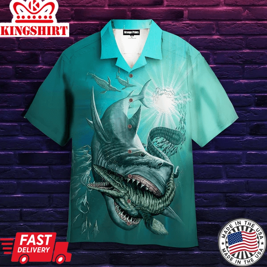 Megalodon Shark Trendy Hawaiian Shirt For