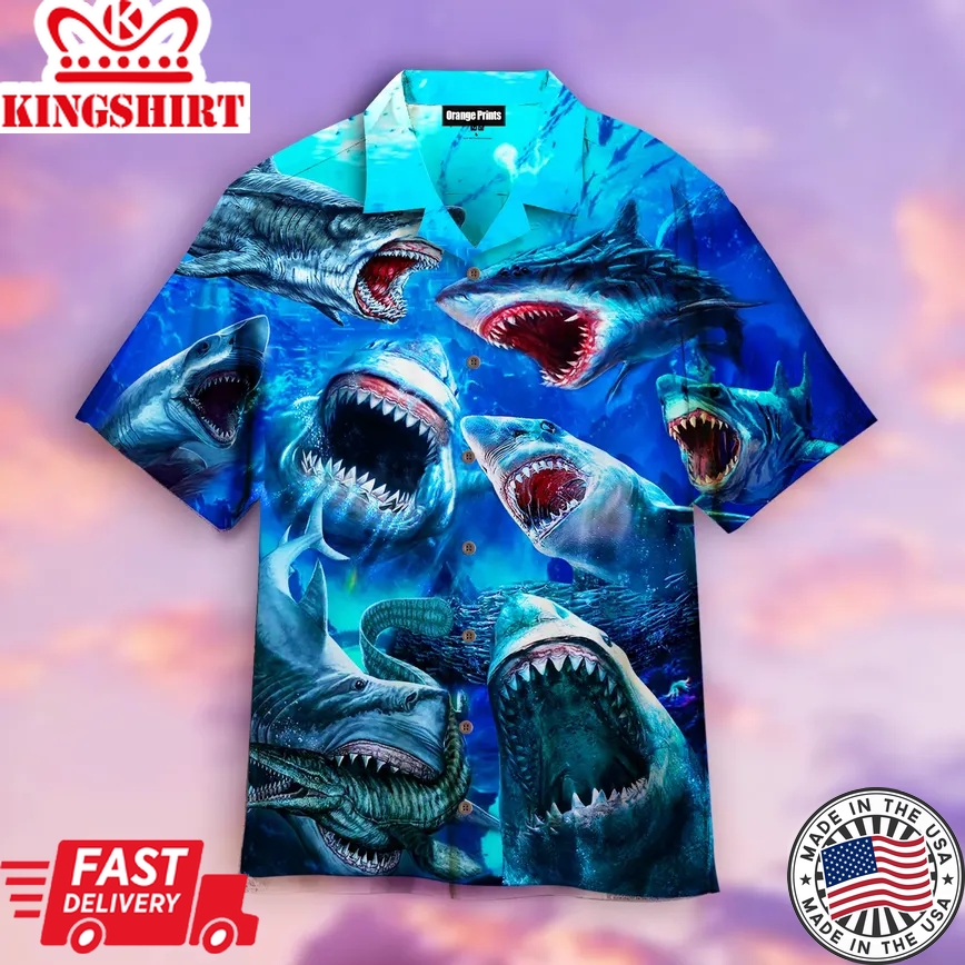 Megalodon Shark Trendy Hawaiian Shirt For