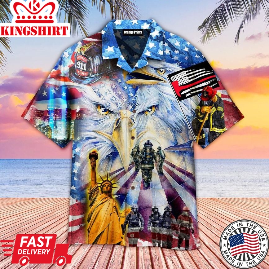 Memorial Day American Patriot Eagle Firefighter Trendy Hawaiian Shirt