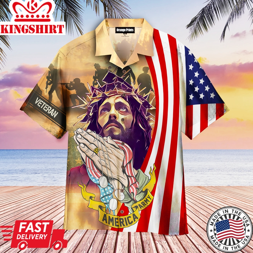 Memorial Day Jesus Bless For American Veteran Aloha Hawaiian Shirts For Men & For Women |