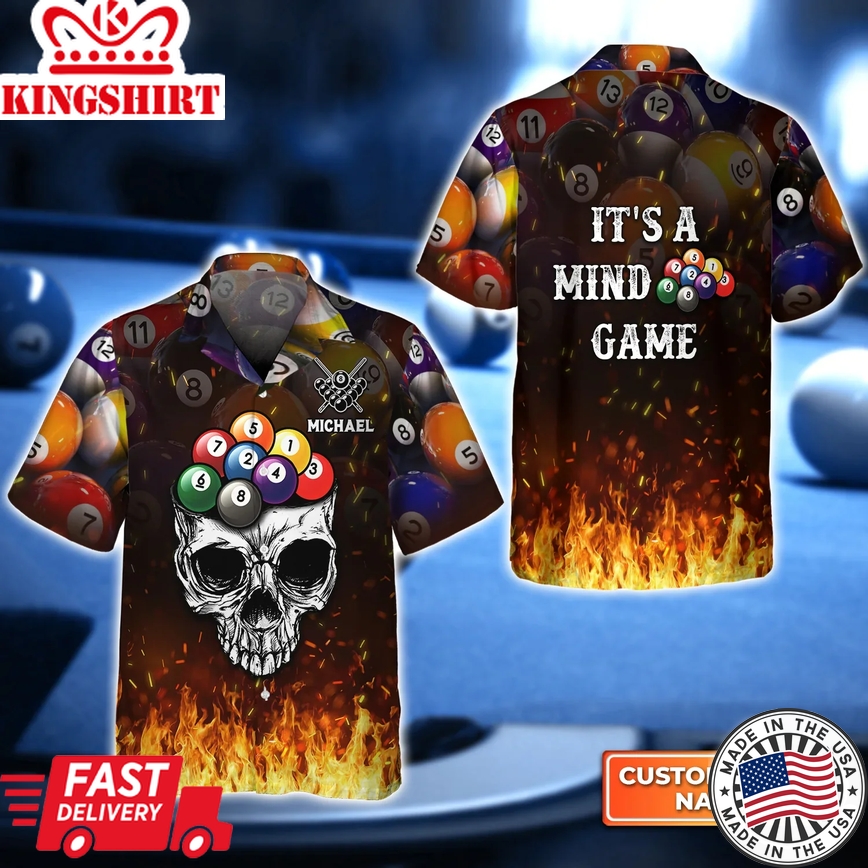 Men's Billiard It's A Mind Game 3D Trendy Hawaiian Shirt, Billiard Team Uniform, Gift For Billiard Players