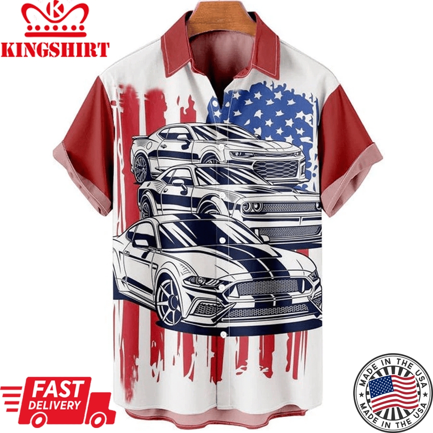 Men's Car Color Matching Daily Simple Loose Shirt, Trendy Hawaiian Shirt Vintage, Hawaii Shirts Mens