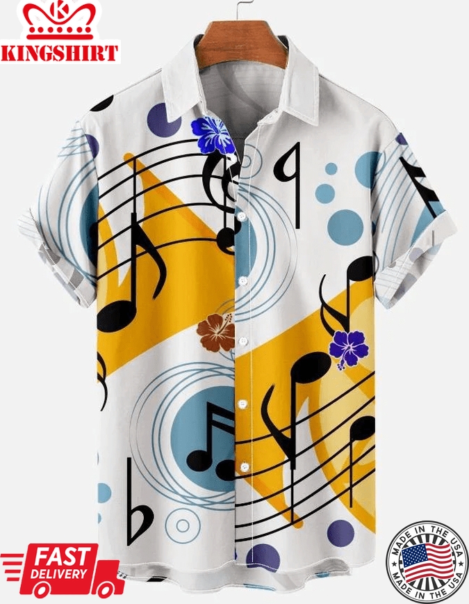 Men's Casual Music Guitar Simple Patchwork Shirt