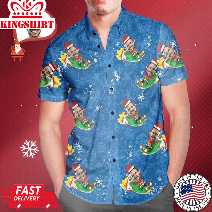 Men's Custom Face Hawaiian Shirt Funny Santa Claus Hawaiian Shirt Christmas Gift