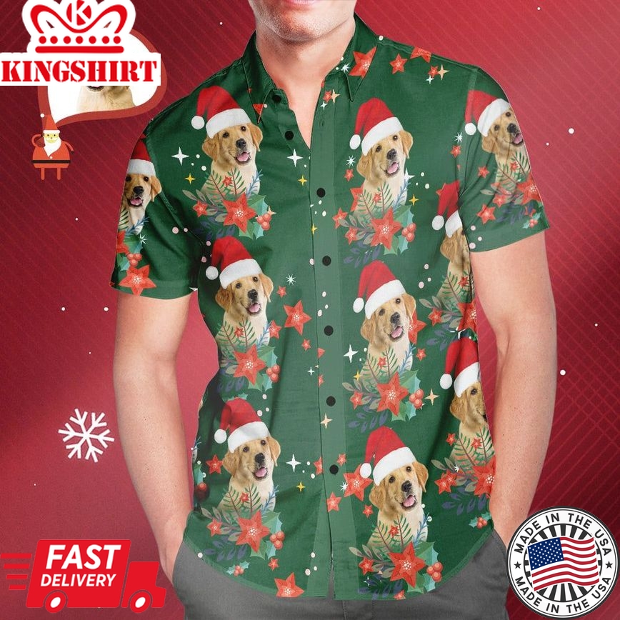 Men's Custom Photo Christmas Hawaiian Shirts Christmas Gift For Pet Lovers