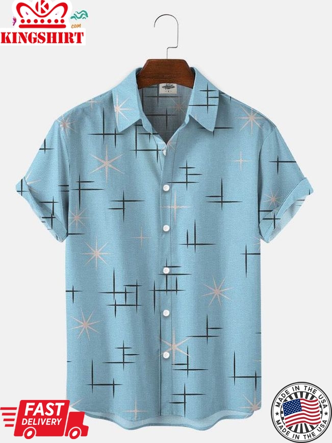 Men's Geometric Shape Print Trending Hawaiian Shirts Shirts