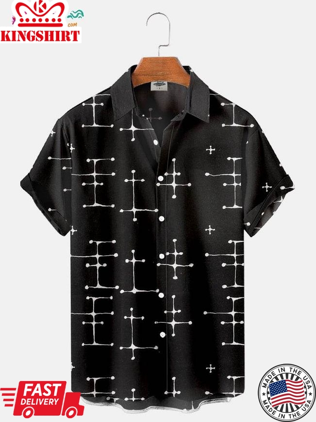 Men's Geometric Shapes Print Trending Hawaiian Shirts Shirt