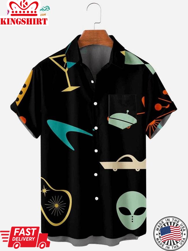 Men's Geometric Shapes Print Trending Hawaiian Shirts Shirts