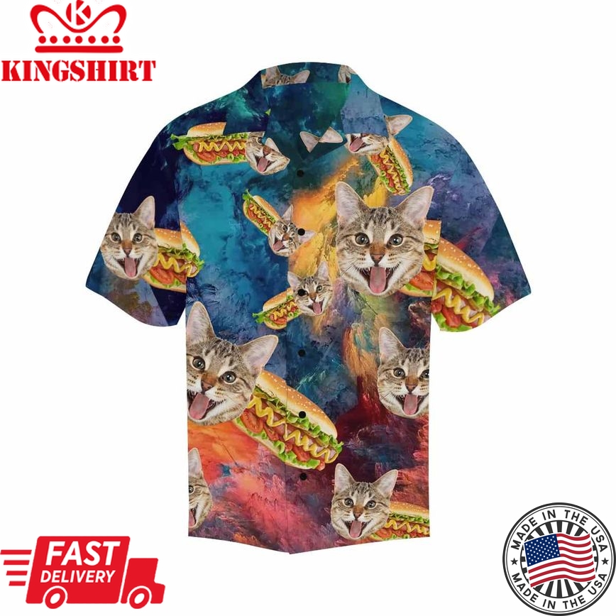 Men's Hawaiian Shirt With Faces On Them Hamburger