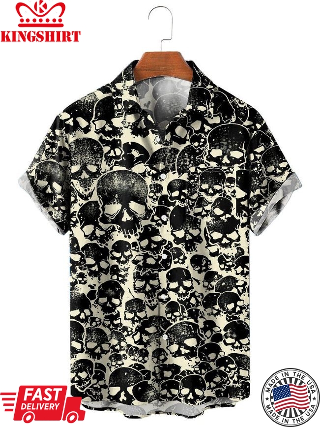 Men's Hawaiian Shirts Skull Full Print Aloha Shirts