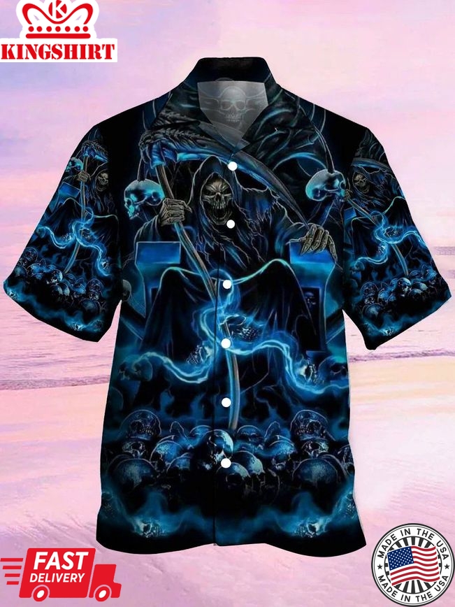 Men's Hawaiian Shirts Skull Love Darkness Grim Reaper Hawaiian Shirt