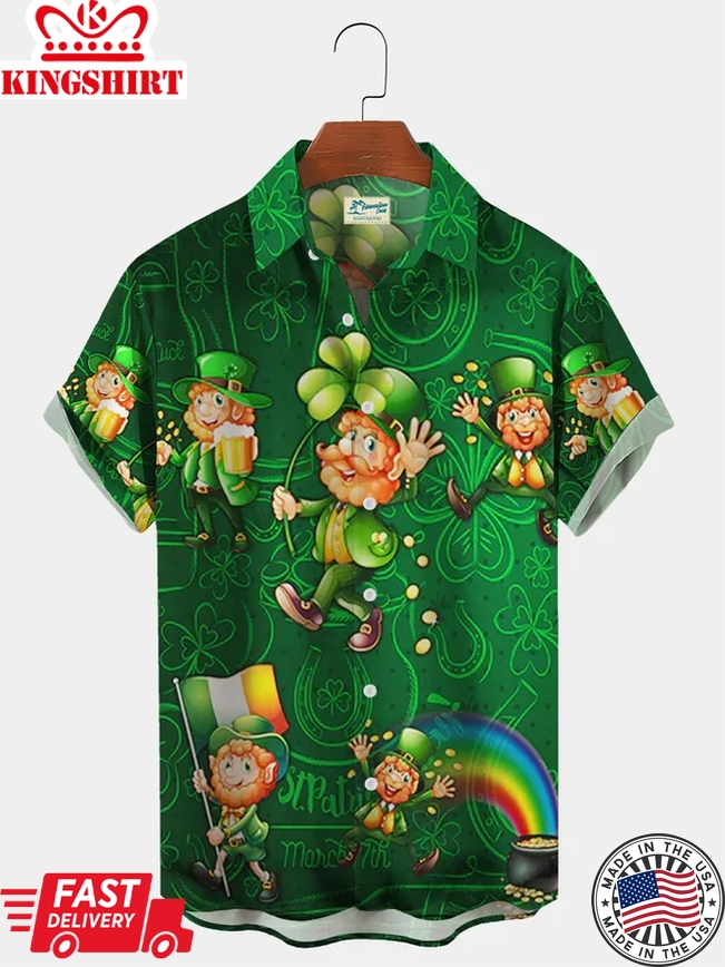 Men's Irish Leprechaun St. Patrick's Day Trendy Hawaiian Shirt, Gift For Patrick's Day