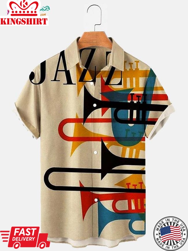 Men's Jazz Print Trending Hawaiian Shirts Shirts