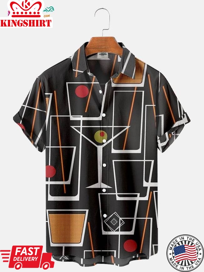 Men's Mid Century Modern Geometric Print Trending Hawaiian Shirts Shirt