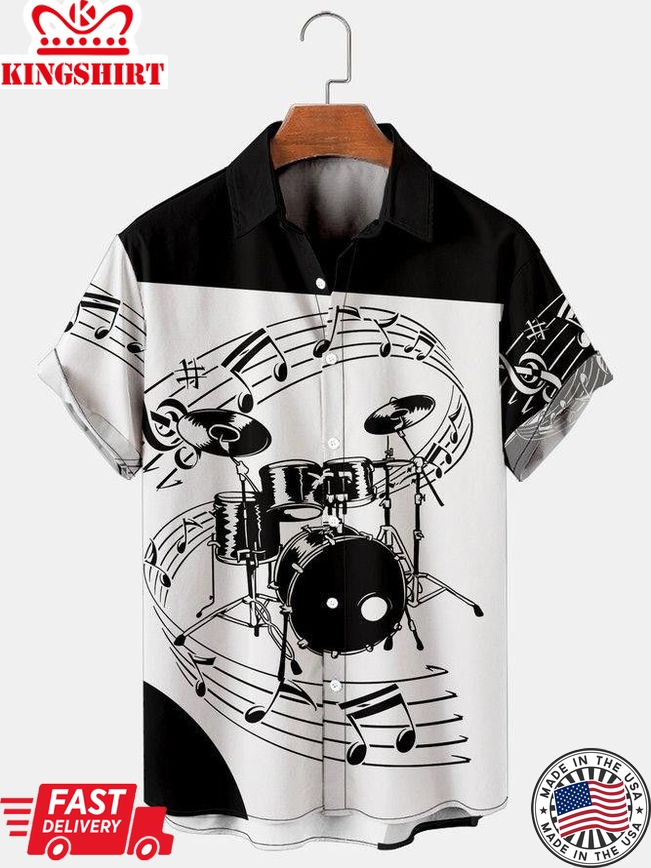 Men's Music Drum Splicing Casual Shirt For Men And Women