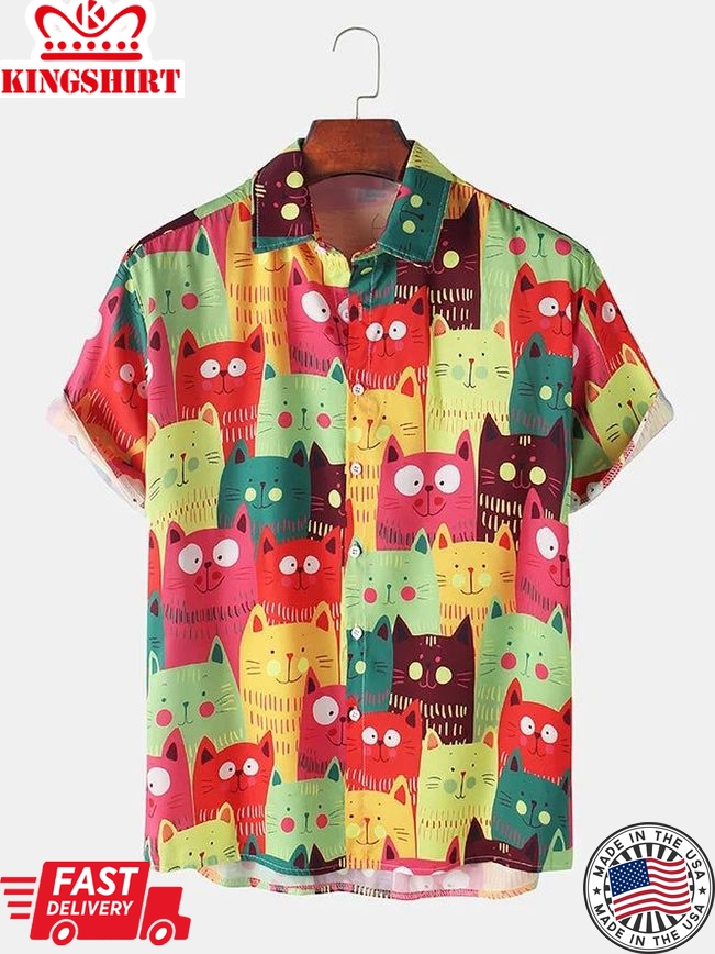 Men's Printed Casual Cartoon Hawaiian Shirt