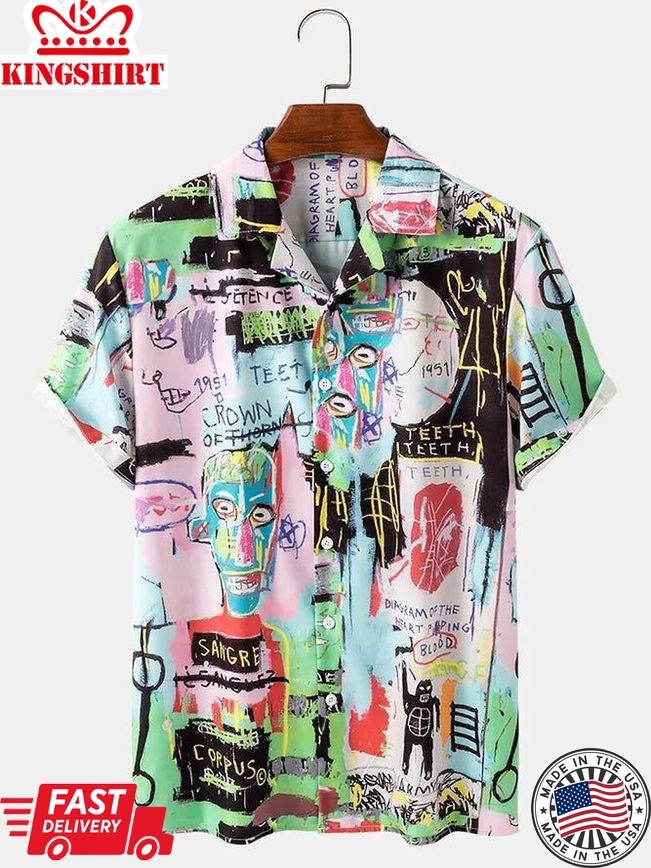 Men's Printed Shirt Collar Graffiti Shirt