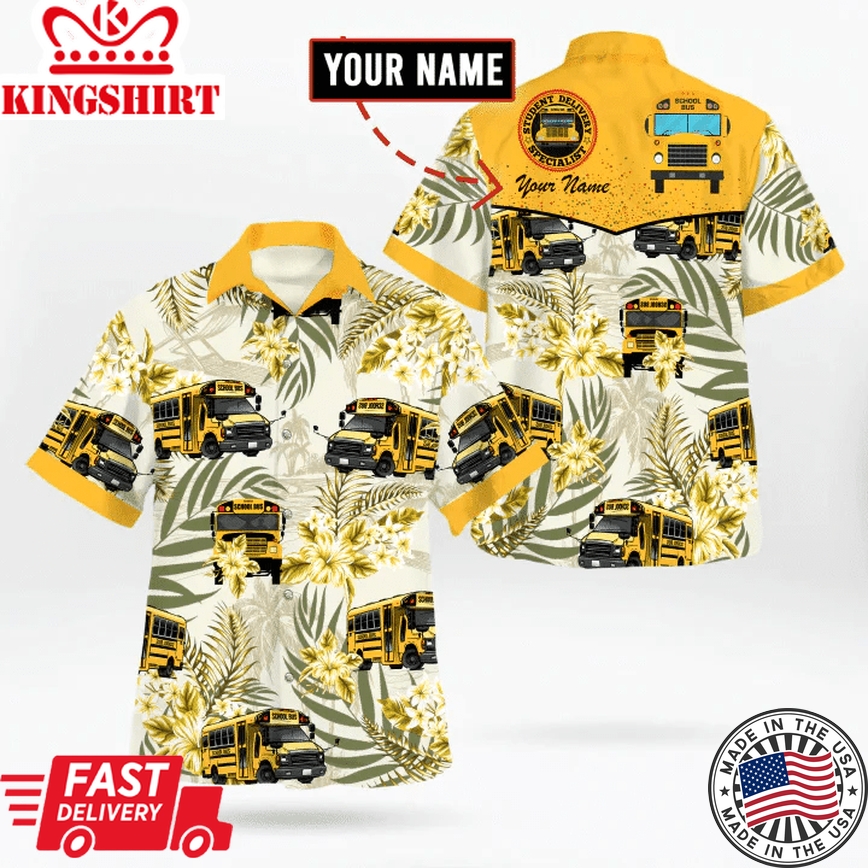 Men's School Bus Driver Trendy Hawaiian Shirt, Bus Driver Hawaii Shirt, Summer Gift For Driver