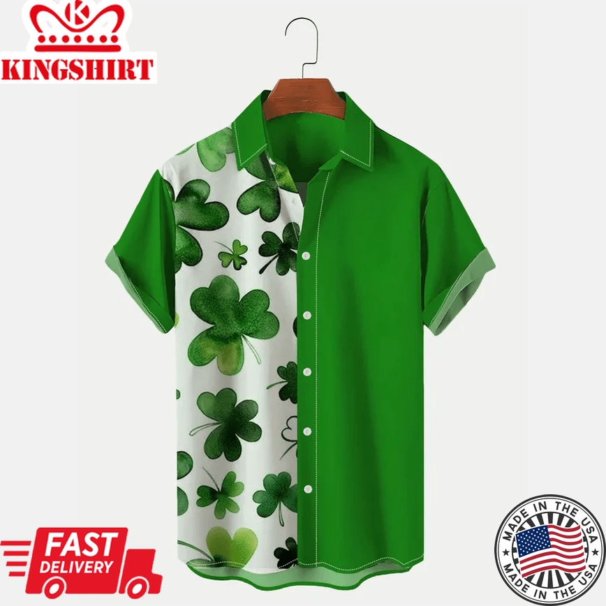 Men's St. Patrick's Day Short Sleeve Shirt Trendy Hawaiian Shirt For Men And Women