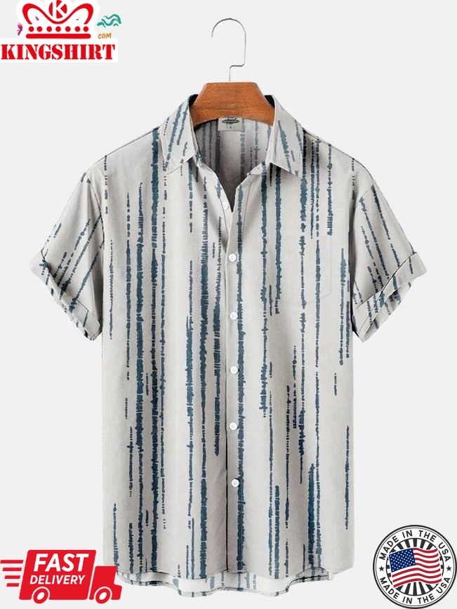 Men's Stripe Print Short Sleeve Trending Hawaiian Shirts Shirt