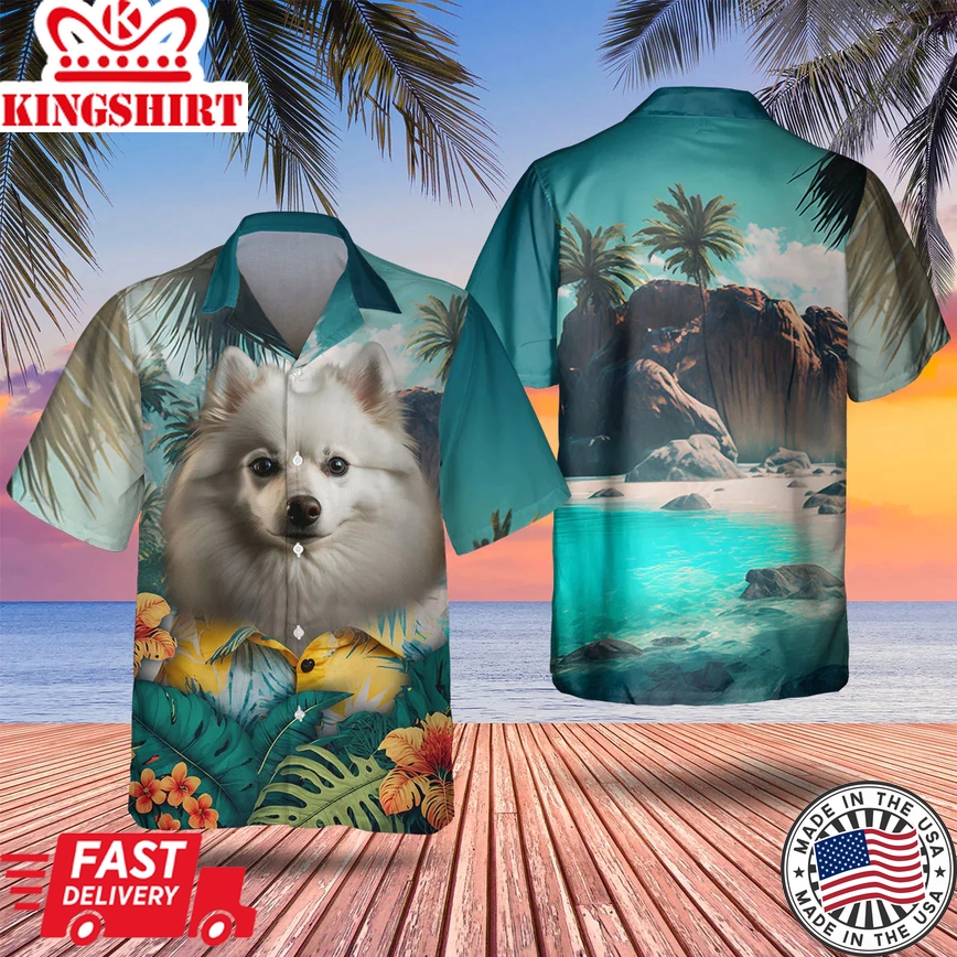 Men's Summer Style 3D All Over Printed Trendy Hawaiian Shirt: American Eskimo-inspired Apparel