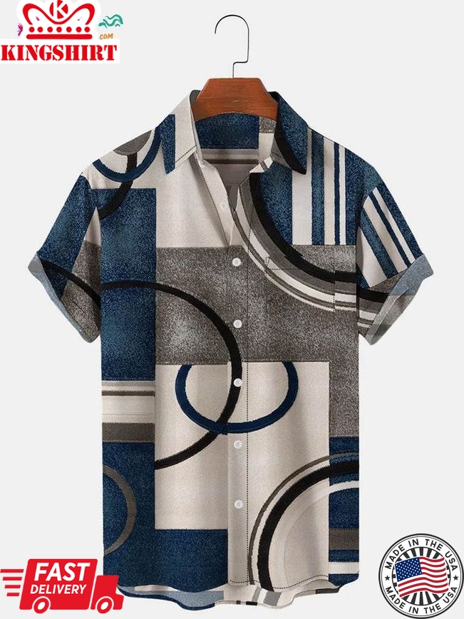 Men's Vintage Casual Trending Hawaiian Shirts Shirts Geometric Home Art Wrinkle Free Plus Size Tops