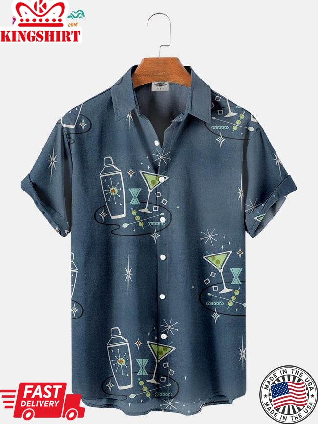 Men's Vintage Tipsy Spirit Geometric Print Regular Sleeve Trending Hawaiian Shirts Shirt