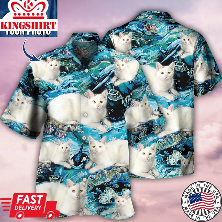 Meow-lific Paradise: Custom Cat Photo Hawaiian Shirt