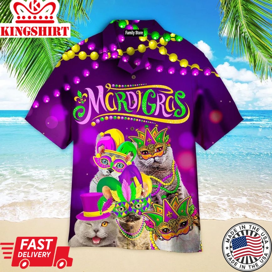 Meowdi Gras Hawaiian Shirts