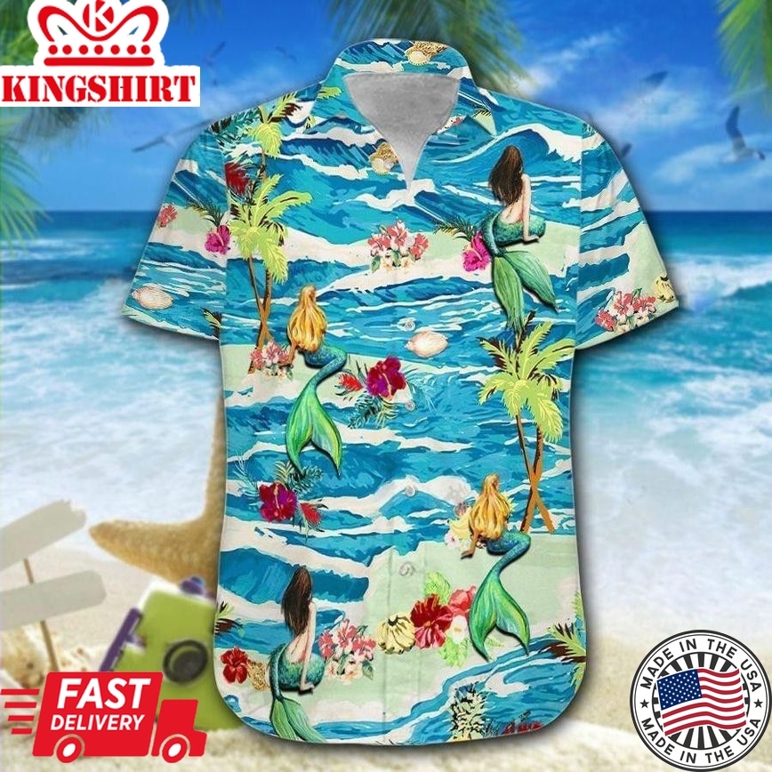 Mermaid On The Beach Trendy Hawaiian Shirt